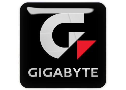 Gigabyte Black #2 1"x1" Chrome Effect Domed Case Badge / Sticker Logo