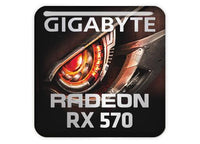Gigabyte Radeon RX 570 1"x1" Chrome Effect Domed Case Badge / Sticker Logo