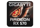 Gigabyte Radeon RX 570 1"x1" Badge de boîtier bombé effet chromé / Logo autocollant