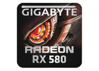 Gigabyte Radeon RX 580 1"x1" Badge de boîtier bombé effet chromé / Logo autocollant