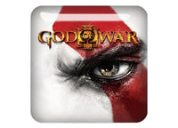 God of War III 1"x1" Badge de boîtier en forme de dôme effet chromé / Logo autocollant