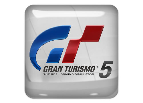 Gran Turismo 5 GT5 1"x1" Chrome Effect Domed Case Badge / Sticker Logo