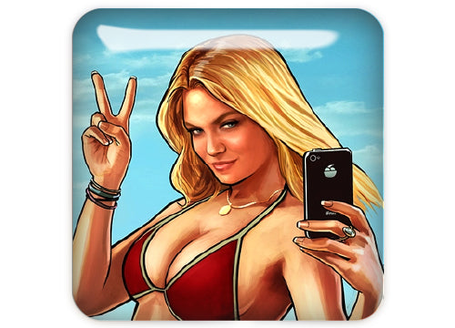Grand Theft Auto GTA Girl 1"x1" Chrome Effect Domed Case Badge / Sticker Logo