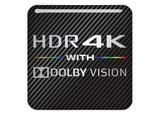Dolby Vision HDR 4K 1"x1" Badge de boîtier bombé effet chromé / Logo autocollant