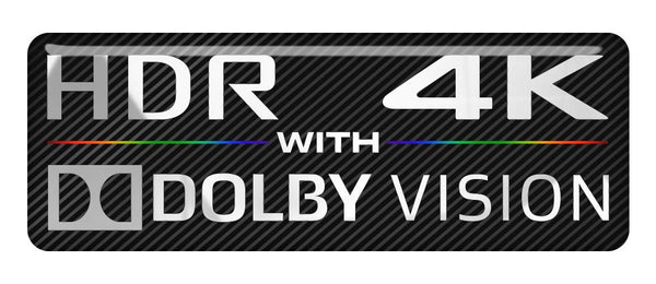 Dolby Vision HDR 4K 2.75"x1" Chrome Effect Domed Case Badge / Sticker Logo