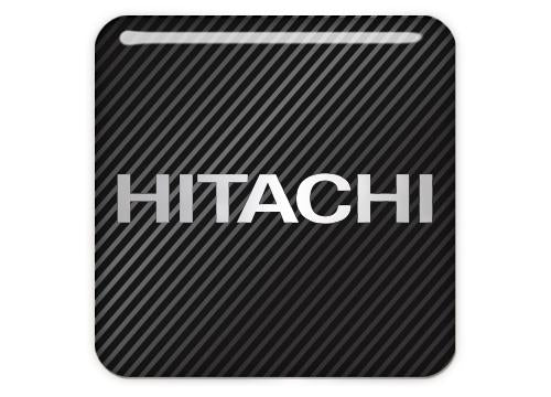 Hitachi 1"x1" Chrome Effect Domed Case Badge / Sticker Logo