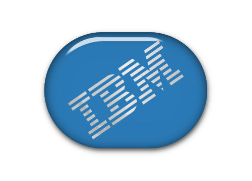 IBM Model M 1"x0.8" Blue Chrome Effect Domed Badge / Sticker Logo