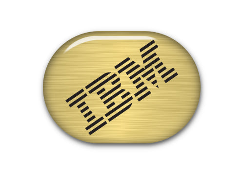 IBM Model M 1"x0.8" Brushed Gold Effect Domed Badge / Sticker Logo