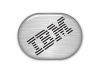 Insignia abovedada con efecto plateado cepillado de IBM Modelo M de 1 "x 0,8" / logotipo adhesivo