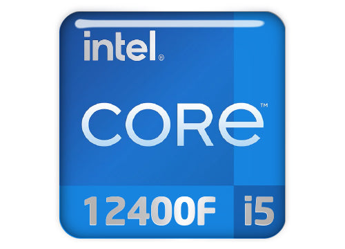 Intel Core i5 12400F 1"x1" Chrome Effect Domed Case Badge / Sticker Logo