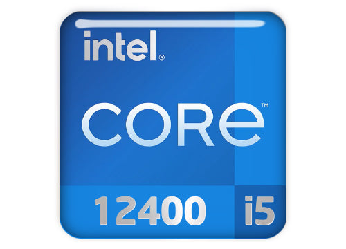 Intel Core i5 12400 1"x1" Chrome Effect Domed Case Badge / Sticker Logo