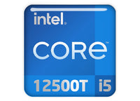 Insignia/logotipo adhesivo de carcasa abovedada con efecto cromado Intel Core i5 12500T de 1"x1"
