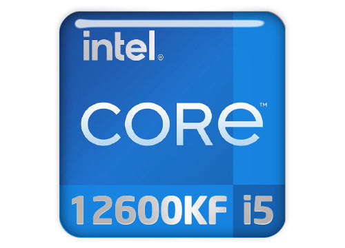 Intel Core i5 12600KF 1"x1" Chrome Effect Domed Case Badge / Sticker Logo