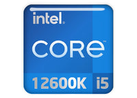 Intel Core i5 12600K 1"x1" Chrome Effect Domed Case Badge / Sticker Logo