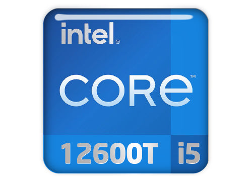 Intel Core i5 12600T 1"x1" Chrome Effect Domed Case Badge / Sticker Logo