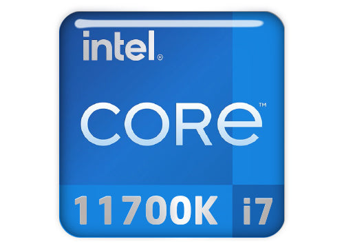 Intel Core i7 11700K 1"x1" Badge de boîtier bombé effet chromé / Logo autocollant