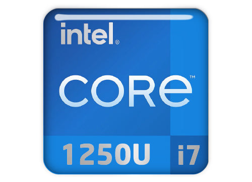 Intel Core i7 1250U 1"x1" Badge de boîtier bombé effet chromé / Logo autocollant