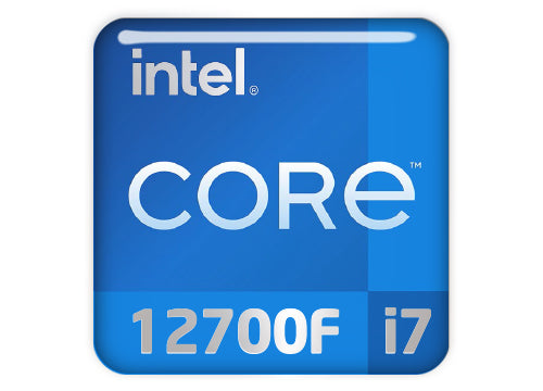 Intel Core i7 12700F 1"x1" Chrome Effect Domed Case Badge / Sticker Logo