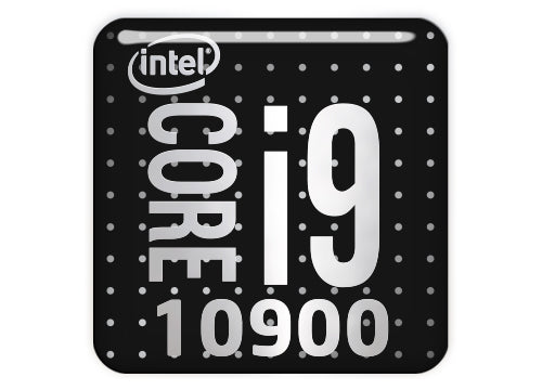 Intel Core i9 10900 1"x1" Chrome Effect Domed Case Badge / Sticker Logo