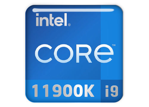 Intel Core i9 11900K 1"x1" Badge de boîtier bombé effet chromé / Logo autocollant
