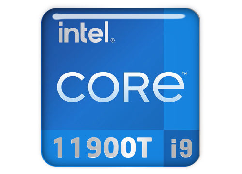 Intel Core i9 11900T 1"x1" Badge de boîtier bombé effet chromé / Logo autocollant