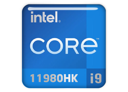 Intel Core i9 11980HK 1"x1" Chrome Effect Domed Case Badge / Sticker Logo
