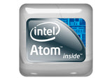 Insignia/logotipo adhesivo de caja abovedada con efecto cromado Intel Atom Inside de 1"x1"