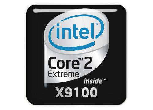 Intel Core 2 Extreme X9100 1"x1" Chrome Effect Domed Case Badge / Sticker Logo