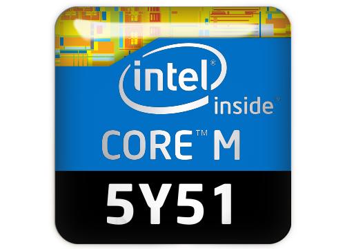 Insignia/logotipo adhesivo de carcasa abovedada con efecto cromado Intel Core M 5Y51 de 1"x1"