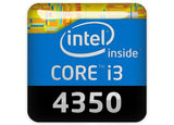 Intel Core i3 4350 1"x1" Badge de boîtier bombé effet chromé / Logo autocollant
