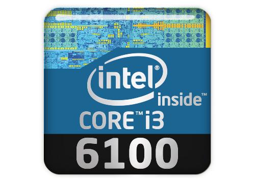 Intel Core i3 6100 1"x1" Chrome Effect Domed Case Badge / Sticker Logo