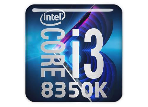 Intel Core i3 8350K 1"x1" Chrome Effect Domed Case Badge / Sticker Logo