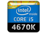 Intel Core i5 4670K 1"x1" Insignia de caja abovedada con efecto cromado / Logotipo adhesivo