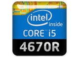 Insignia/logotipo adhesivo de carcasa abovedada con efecto cromado Intel Core i5 4670R de 1"x1"