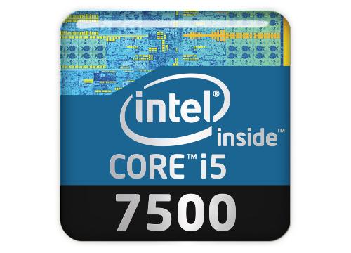 Intel Core i5 7500 1"x1" Chrome Effect Domed Case Badge / Sticker Logo