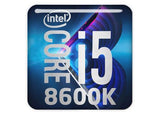 Intel Core i5 8600K 1"x1" Insignia de caja abovedada con efecto cromado / Logotipo adhesivo