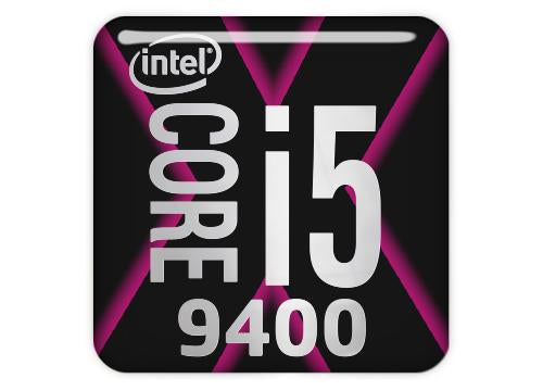 Insignia/logotipo adhesivo de carcasa abovedada con efecto cromado Intel Core i5 9400 de 1"x1"