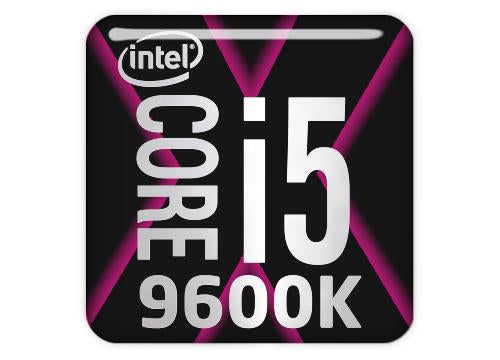 Intel Core i5 9600K 1"x1" Insignia de caja abovedada con efecto cromado / Logotipo adhesivo