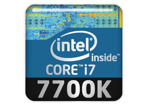 Intel Core i7 7700K 1"x1" Insignia de caja abovedada con efecto cromado / Logotipo adhesivo