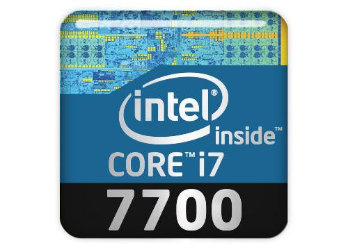 Insignia/logotipo adhesivo de carcasa abovedada con efecto cromado Intel Core i7 7700 de 1"x1"