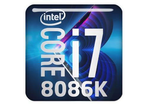 Intel Core i7 8086K 1"x1" Chrome Effect Domed Case Badge / Sticker Logo