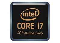 Intel Core i7 8086K x86 40th Anniversary Black 1"x1" Chrome Effect Domed Case Badge / Sticker Logo
