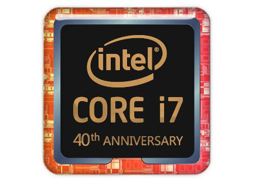 Intel Core i7 8086K x86 40th Anniversary 1"x1" Chrome Effect Domed Case Badge / Sticker Logo