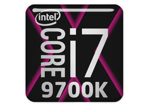 Intel Core i7 9700K 1"x1" Badge de boîtier bombé effet chromé / Logo autocollant