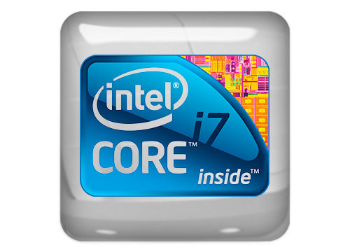 Intel Core i7 inside Design #1 1"x1" Chrome Effect Domed Case Badge / Sticker Logo
