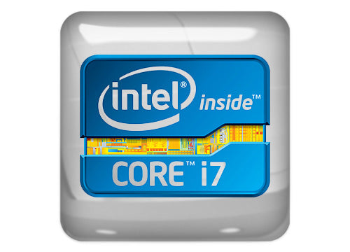 Intel Core i7 inside Design #2 1"x1" Chrome Effect Domed Case Badge / Sticker Logo