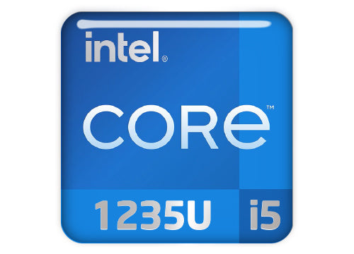 Insignia/logotipo adhesivo de carcasa abovedada con efecto cromado Intel® Core i5 1235U de 1"x1"