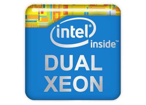 Intel Dual Xeon 1"x1" Chrome Effect Domed Case Badge / Sticker Logo