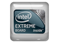 Intel Extreme Board inside 1"x1" Chrome Effect Domed Case Badge / Sticker Logo