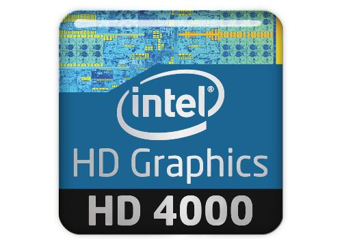 Intel HD Graphics HD 4000 1"x1" Chrome Effect Domed Case Badge / Sticker Logo